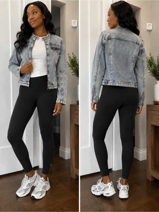 Lioness Jackets & Blazers - Lioness Light Blue Acid-Wash Denim Motorcycle Jacket